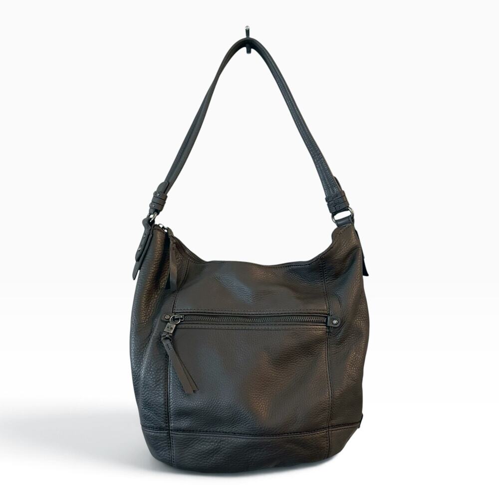 The Sak Sequoia Hobo Shoulder Bag Charcoal Gray Pebbled Leather Purse